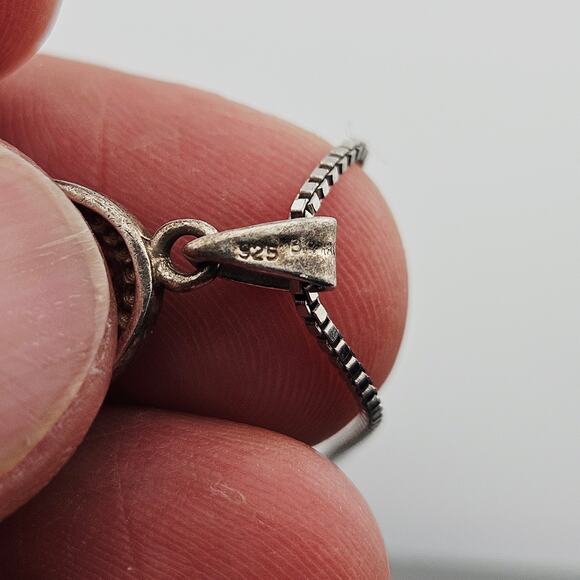 Italian Silver & Onyx Stone Jewelry Set Earrings Necklace Minimalist Everyday - Picture 6 of 11